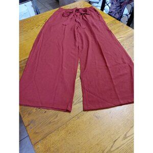 HALARA Pants Women  MEDIUM WIDE LEG Yoga BROWN RUST FRONT TIE BOW NEW Exercise